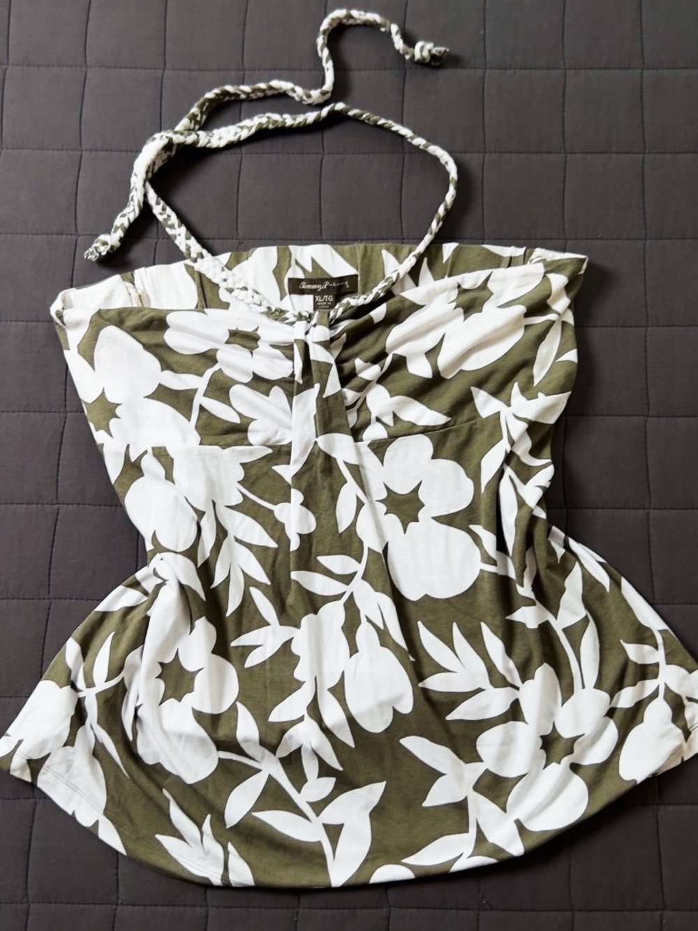 Tommy Bahama- Green & White Braided Halter Top
